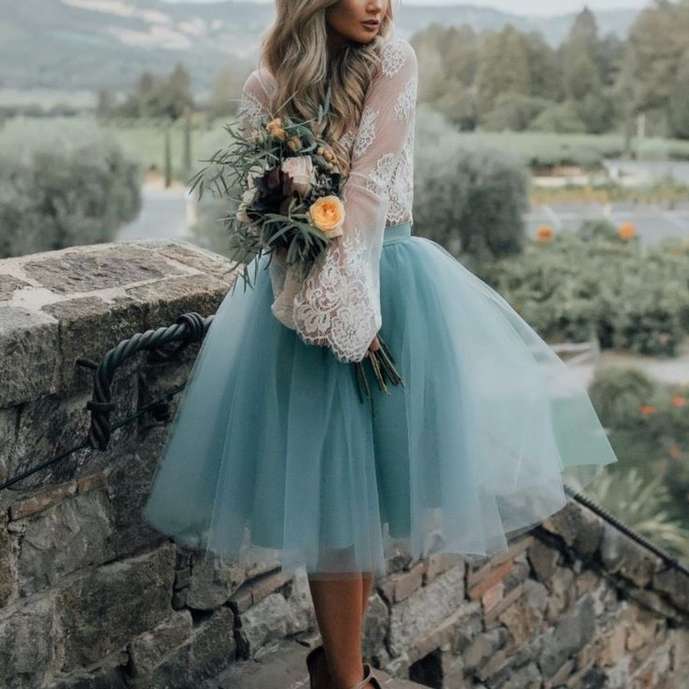 Bliss Tulle Sz 00 Women's Dusty Blue The Juliet A Line Skirt